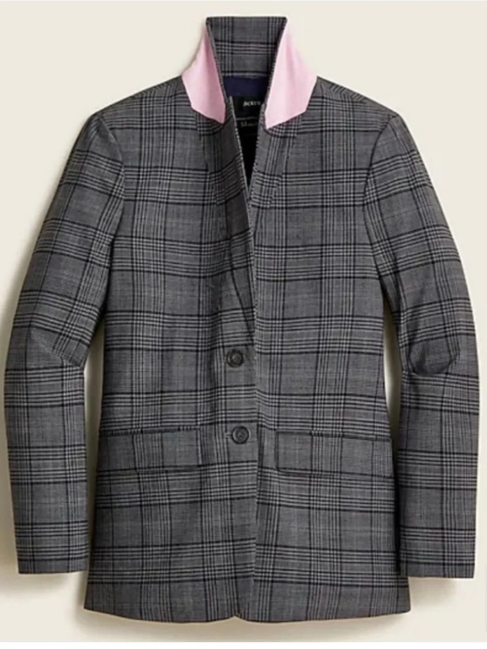 J. Crew Sommerset Blazer Grey Plaid Italian Wool Jacket 6P *EUC*